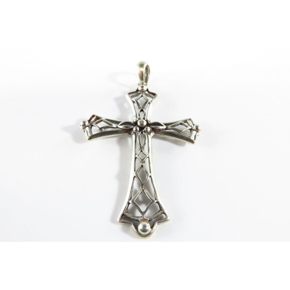 925 Filigree Christian Cross Pendant Fancy Saint John Silver Cross Pendant 1 - Picture 2 of 5